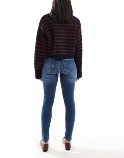 Bershka High Waist Skinny Jean In Dark Wash Blue For Women -Chic Maze Sales 207446403 3