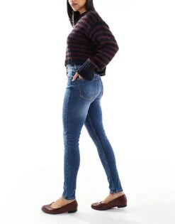 Bershka High Waist Skinny Jean In Dark Wash Blue For Women -Chic Maze Sales 207446403 4