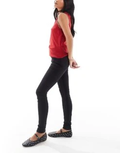 Bershka Petite High Waist Skinny Jean In Black For Women -Chic Maze Sales 207446434 3