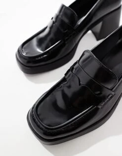 Bershka Faux Leather Loafers In Black For Women -Chic Maze Sales 207455607 4