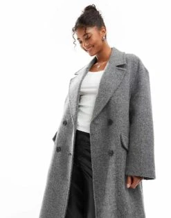 Bershka Slouchy Tailored Coat In Grey For Women -Chic Maze Sales 207473591 1 grey 1