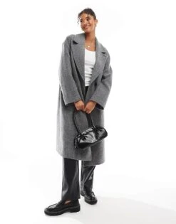Bershka Slouchy Tailored Coat In Grey For Women -Chic Maze Sales 207473591 3