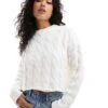 Bershka Cable Jumper In Ecru For Women -Chic Maze Sales 207473622 1 ecru
