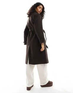 Bershka Wool Trench Coat In Brown For Women -Chic Maze Sales 207473651 4