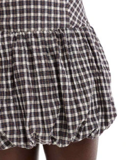 Bershka Puffball Mini Dress In Black & White Check For Women Multi -Chic Maze Sales 207473663 3