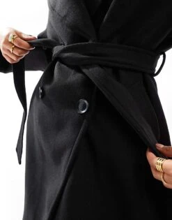 Bershka Wool Trench Coat In Black For Women -Chic Maze Sales 207473675 3
