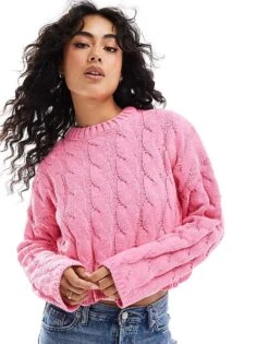 Bershka Cable Jumper In Pink For Women -Chic Maze Sales 207473718 1 pink 1
