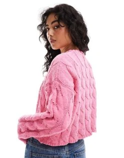 Bershka Cable Jumper In Pink For Women -Chic Maze Sales 207473718 4