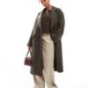Bershka Slouchy Tailored Coat In Brown Check For Women Grey -Chic Maze Sales 207473724 1 grey