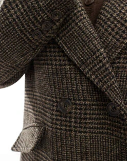 Bershka Slouchy Tailored Coat In Brown Check For Women Grey -Chic Maze Sales 207473724 3