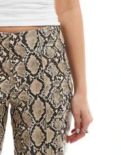 Bershka Straight Leg Faux Leather Trousers In Snake Print For Women Multi -Chic Maze Sales 207473736 3