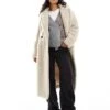 Bershka Oversized Longline Shearling Coat In Ecru For Women -Chic Maze Sales 207473775 1 ecru