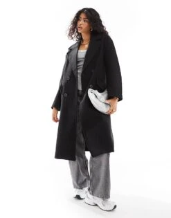 Bershka Drop Shoulder Tailored Coat In Black For Women