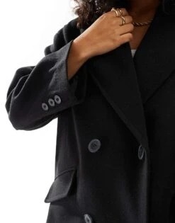 Bershka Drop Shoulder Tailored Coat In Black For Women -Chic Maze Sales 207473802 3