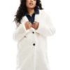 Bershka Soft Faux Fur Longline Coat In Ecru For Women -Chic Maze Sales 207473862 1 ecru