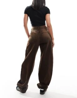 Bershka Ultra Wide Leg Jeans In Brown For Women Grey -Chic Maze Sales 207476834 2