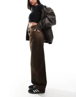 Bershka Ultra Wide Leg Jeans In Brown For Women Grey -Chic Maze Sales 207476834 3