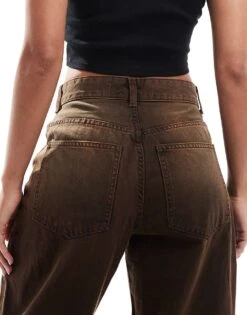 Bershka Ultra Wide Leg Jeans In Brown For Women Grey -Chic Maze Sales 207476834 4
