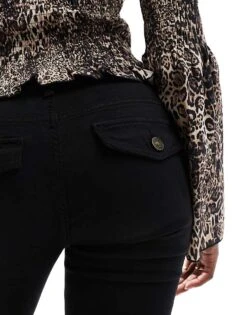 Bershka Stretch High Waisted Flared Trousers In Black For Women -Chic Maze Sales 207477952 3