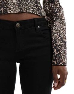 Bershka Stretch High Waisted Flared Trousers In Black For Women -Chic Maze Sales 207477952 5