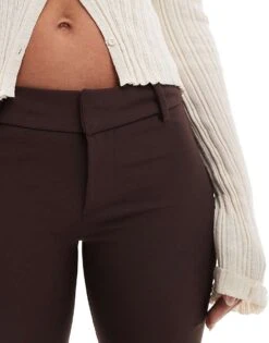 Bershka Flared Tailored Trousers In Brown For Women -Chic Maze Sales 207477962 4