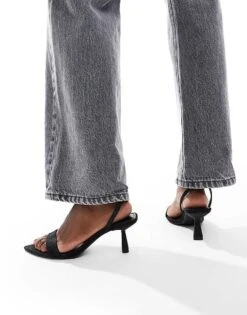 Bershka Strappy Kitten Heeled Sandals In Black For Women -Chic Maze Sales 207491950 3