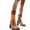 Bershka Patwork Heeled Boots In Brown For Women -Chic Maze Sales 207492057 1 brown