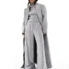 Bershka Petite Drawstring Waist Wide Leg Trousers In Grey For Women -Chic Maze Sales 207506803 1 grey