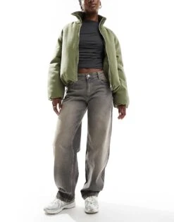 Bershka Baggy Balloon Leg Jeans In Grey Wash For Women -Chic Maze Sales 207506833 1 grey 1