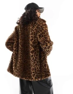 Bershka Longline Faux Fur Coat In Leopard Print For Women -Chic Maze Sales 207506848 3