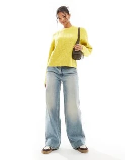 Bershka Cable Knit Jumper In Chartreuse For Women Yellow -Chic Maze Sales 207506898 4