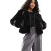 Bershka Buckle Detail Faux Fur Jacket In Black For Women -Chic Maze Sales 207506911 1 black