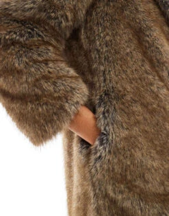 Bershka Maxi Faux Fur Coat In Brown For Women -Chic Maze Sales 207506954 3