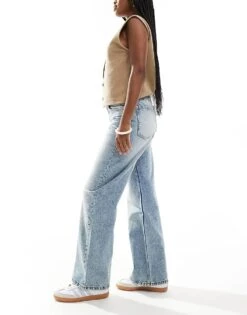 Bershka Baggy Balloon Leg Jeans In Dirty Wash Indigo For Women Blue -Chic Maze Sales 207507009 3