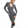 Bershka Knitted Polo Mini Dress In Grey For Women