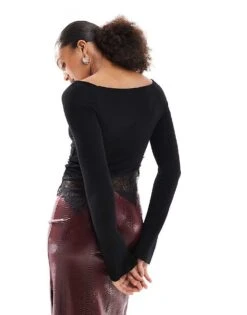 Bershka Lace Top In Black For Women -Chic Maze Sales 207507293 4