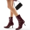 Bershka Pointed Heeled Boots In Burgundy For Women -Chic Maze Sales 207524198 1 burgundy