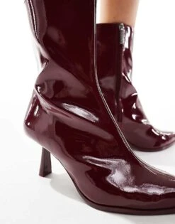 Bershka Pointed Heeled Boots In Burgundy For Women -Chic Maze Sales 207524198 4