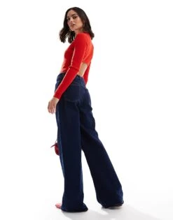 Bershka Ribbed Bodysuit In Red For Women -Chic Maze Sales 207531962 3