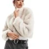 Bershka Faux Fur Cropped Jacket In Cream For Women -Chic Maze Sales 207531988 1 cream