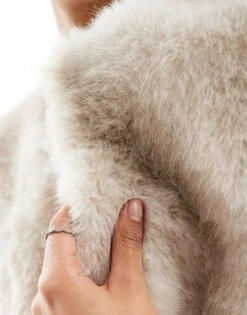 Bershka Faux Fur Cropped Jacket In Cream For Women -Chic Maze Sales 207531988 4