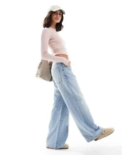 Bershka Long Sleeve Baby Tee In Dusty Pink For Women -Chic Maze Sales 207564251 2