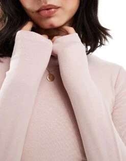 Bershka Long Sleeve Baby Tee In Dusty Pink For Women -Chic Maze Sales 207564251 4