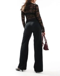Bershka Wide Leg Tailored Trousers In Black For Women -Chic Maze Sales 207565343 2