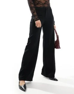 Bershka Wide Leg Tailored Trousers In Black For Women -Chic Maze Sales 207565343 4