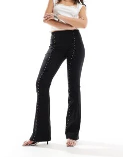 Bershka Bengaline Flared Trousers In Black For Women -Chic Maze Sales 207574488 1 black 1