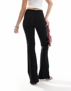 Bershka Bengaline Flared Trousers In Black For Women -Chic Maze Sales 207574488 2