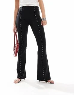 Bershka Bengaline Flared Trousers In Black For Women -Chic Maze Sales 207574488 5