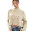 Bershka High Neck Chunky Jumper In Sand For Women Green -Chic Maze Sales 207590781 1 green