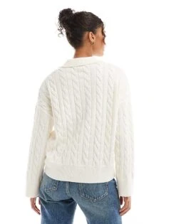 Bershka Oversized Cable Knit Jumper In Ecru For Women -Chic Maze Sales 207590814 2
